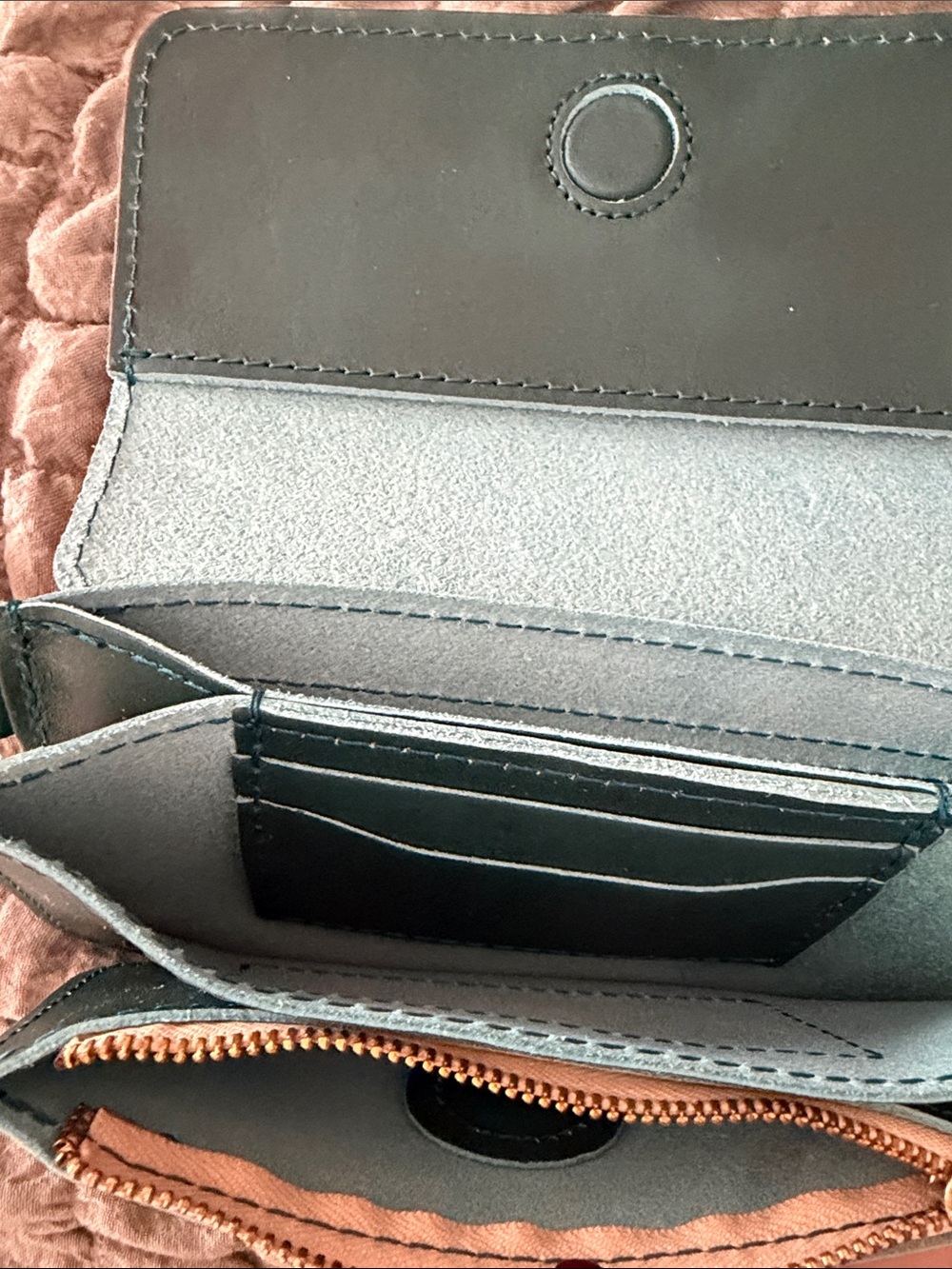 Portland Leather Women's Teal Leather Wallet - Picture 3 of 4